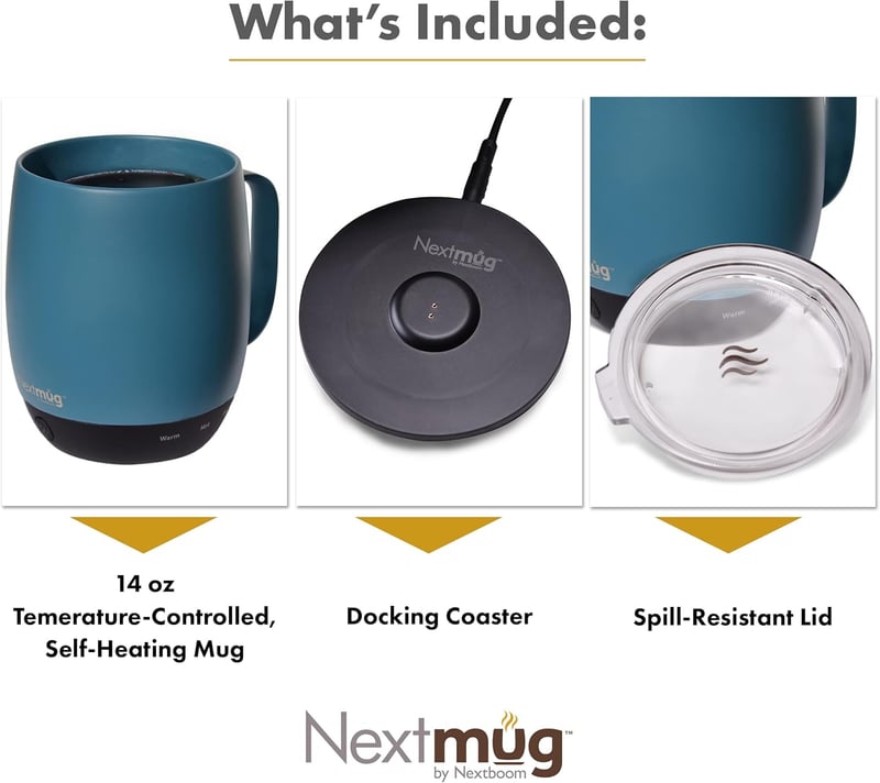 Temperature-Controlled Self-Heating Coffee Mug (14 oz) - Slate Blue