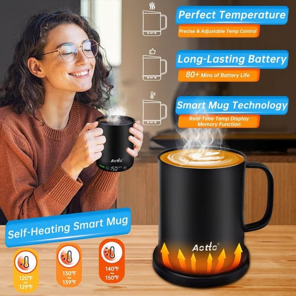 Adjustable Temperature Smart Coffee Mug 14oz with LED Display