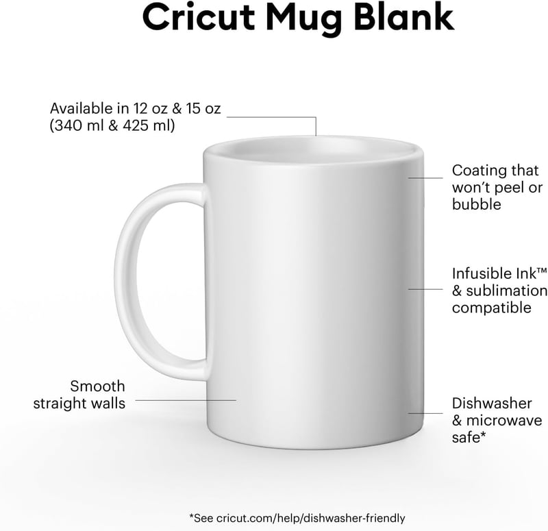 Ceramic Coated Blank Mugs, 15 Oz, 2 Count, Crafting Friendly