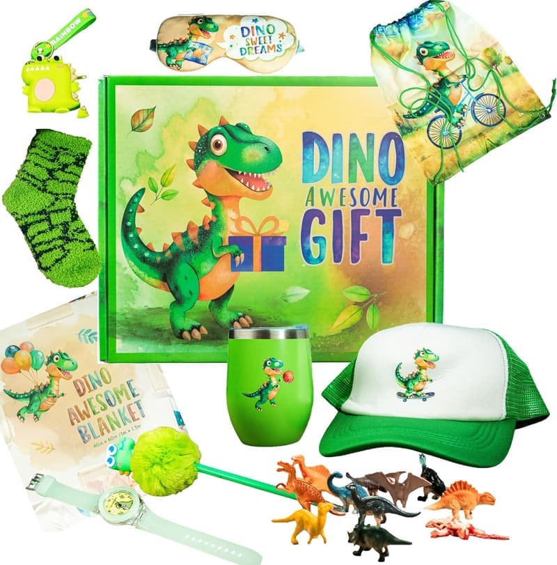 Dinosaur Birthday Gift Set for Kids 3-8, 10-Pc Bundle