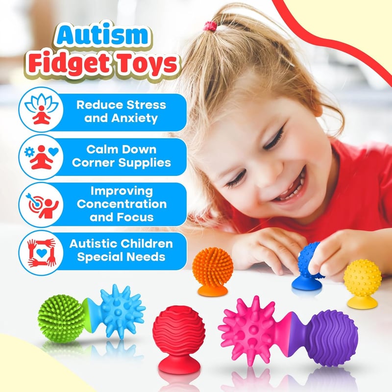 Sensory Fidget Toys for Kids and Adults - 8-Pack Suction Cups