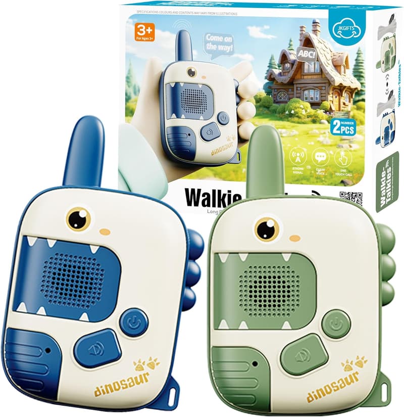 Kids Dinosaur Walkie Talkies - 2 Pack Radio Toys for Ages 3-12