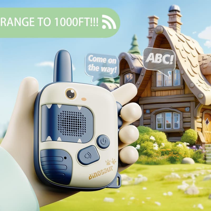 Kids Dinosaur Walkie Talkies - 2 Pack Radio Toys for Ages 3-12