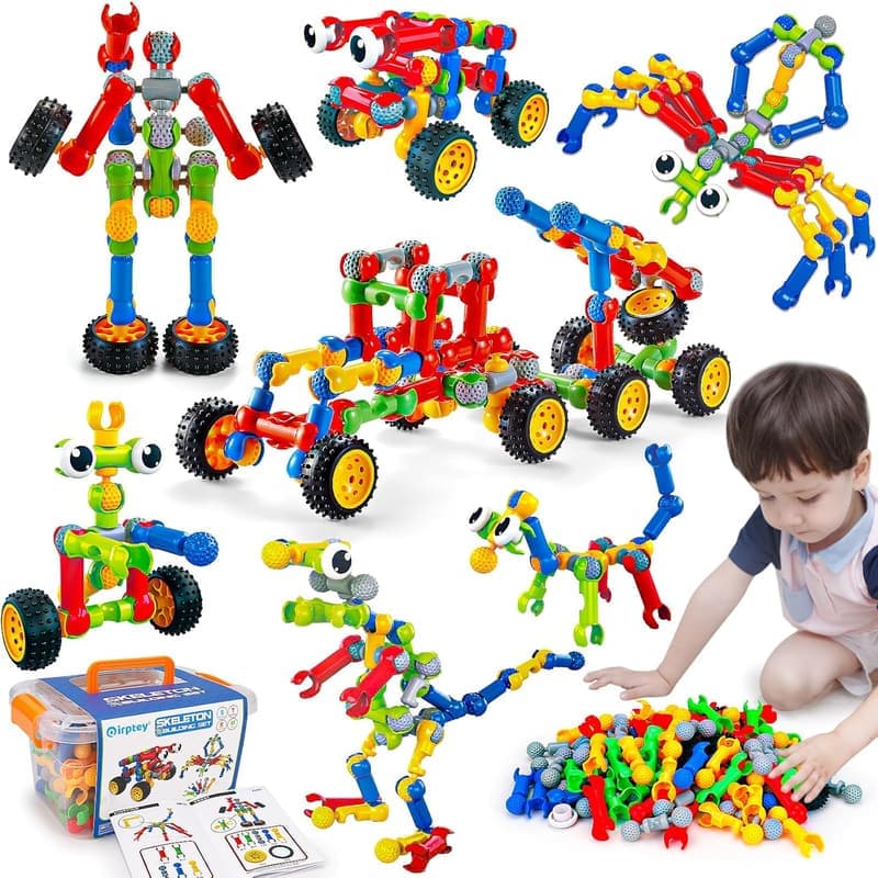 STEM Building Blocks Set for Kids - 125 Pcs Educational Toys