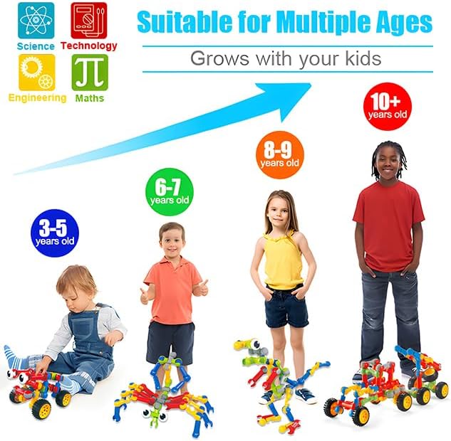 STEM Building Blocks Set for Kids - 125 Pcs Educational Toys