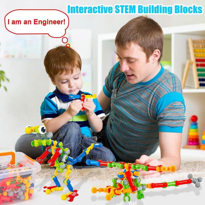 STEM Building Blocks Set for Kids - 125 Pcs Educational Toys