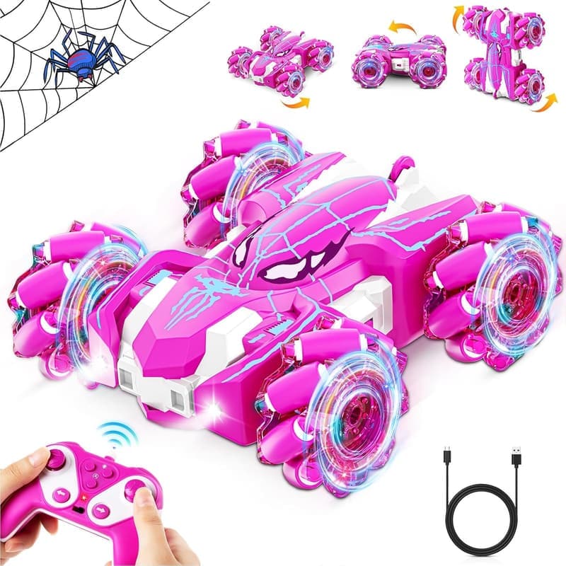 Rechargeable 4WD Remote Control Car for Girls, 360° Stunt Action