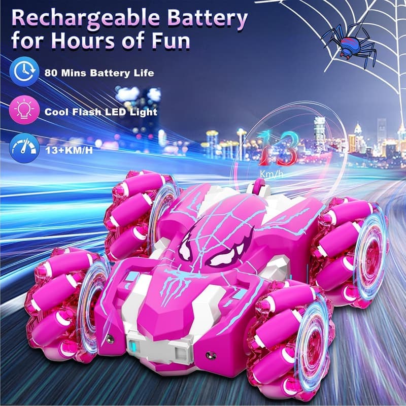 Rechargeable 4WD Remote Control Car for Girls, 360° Stunt Action