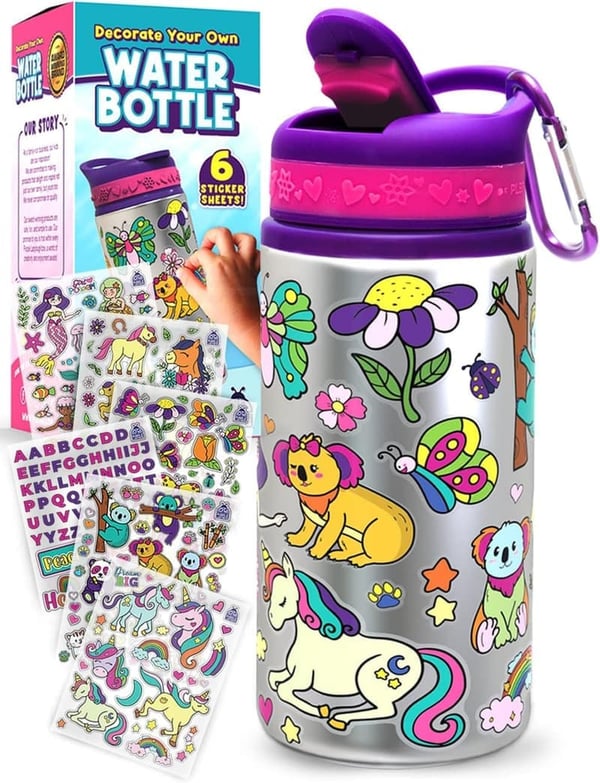 DIY Water Bottle Kit for Girls Ages 4-8 - Fun Summer Craft