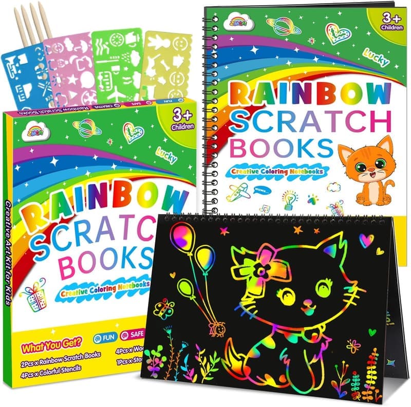 Rainbow Scratch Art Set for Kids - 2 Pack Black Magic Supplies