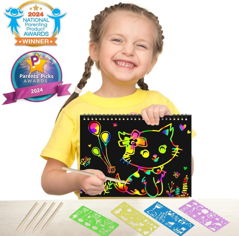 Rainbow Scratch Art Set for Kids - 2 Pack Black Magic Supplies