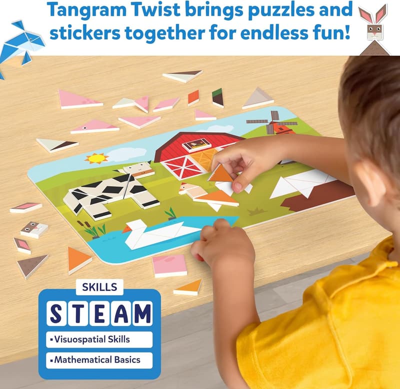 Educational Tangram Sticker Puzzles for Kids Ages 4-7