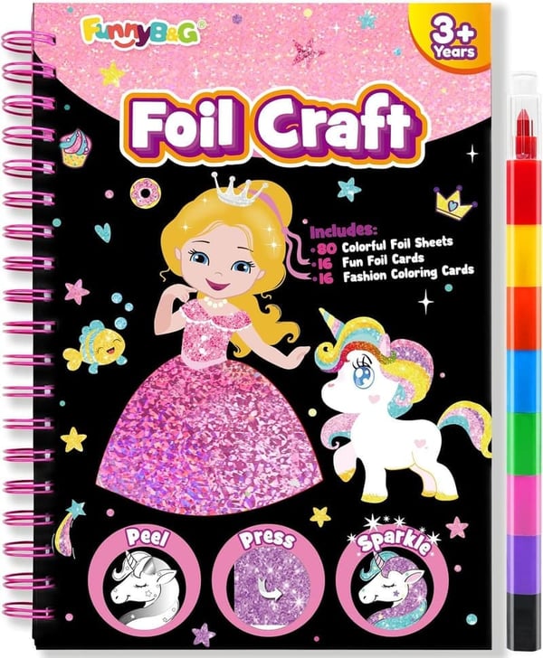 Creative Foil Art Activity Kit for Girls - Birthday Gift for Ages 4-9