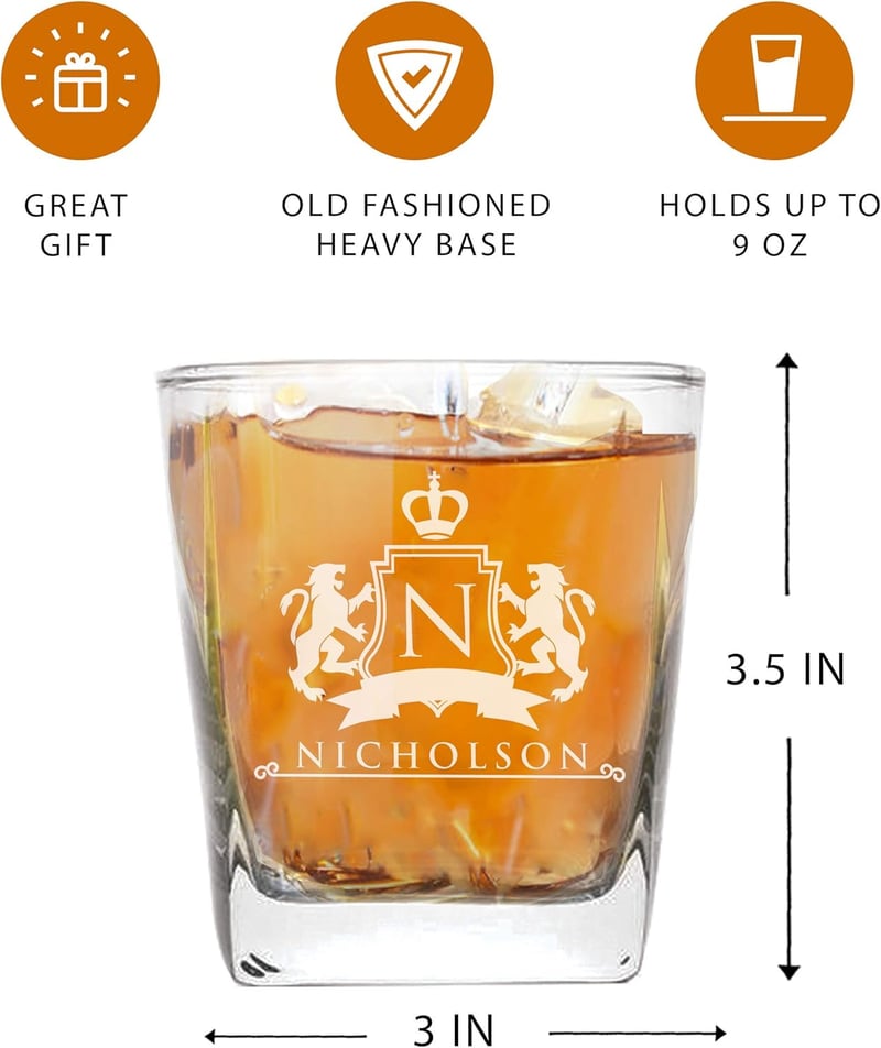 Custom Engraved Lion Whiskey Glasses Set for Wedding Party