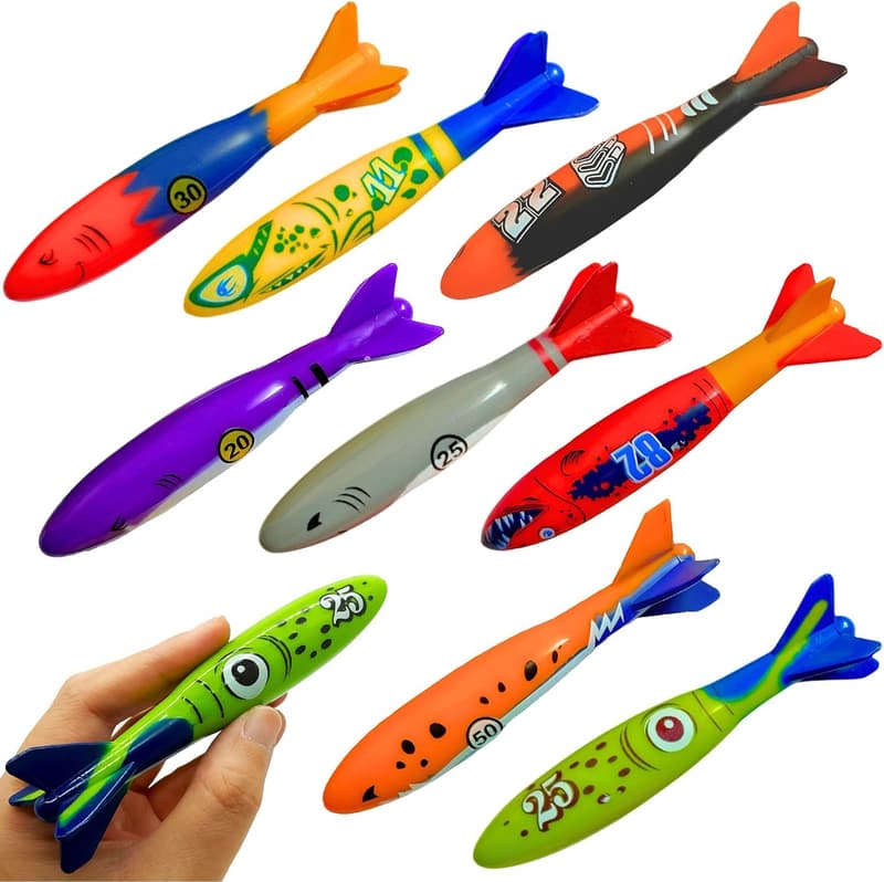 Underwater Diving Torpedoes – 8-Pack Pool Toys for Kids & Adults