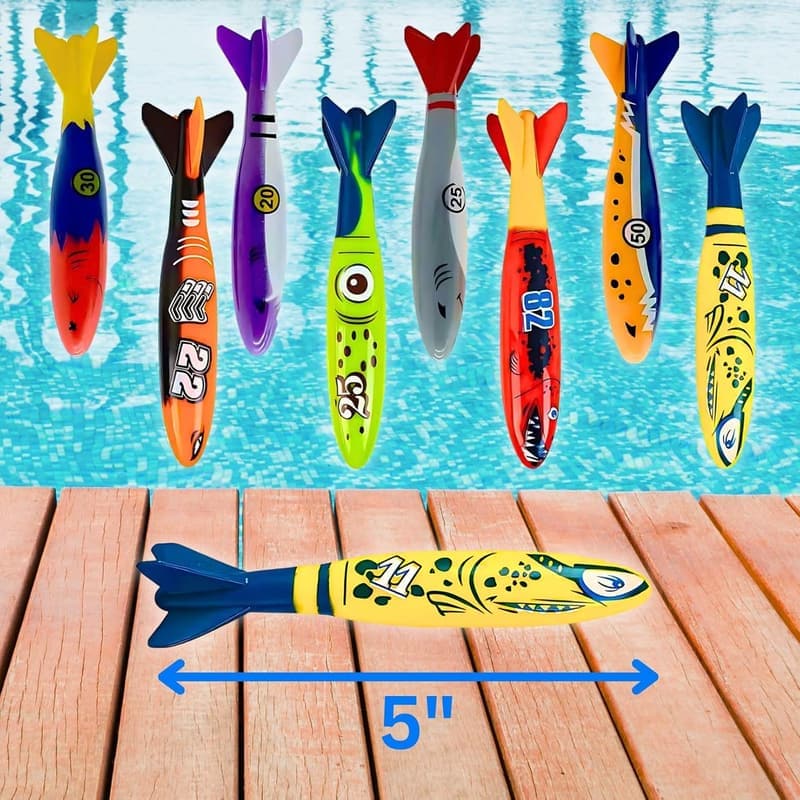 Underwater Diving Torpedoes – 8-Pack Pool Toys for Kids & Adults