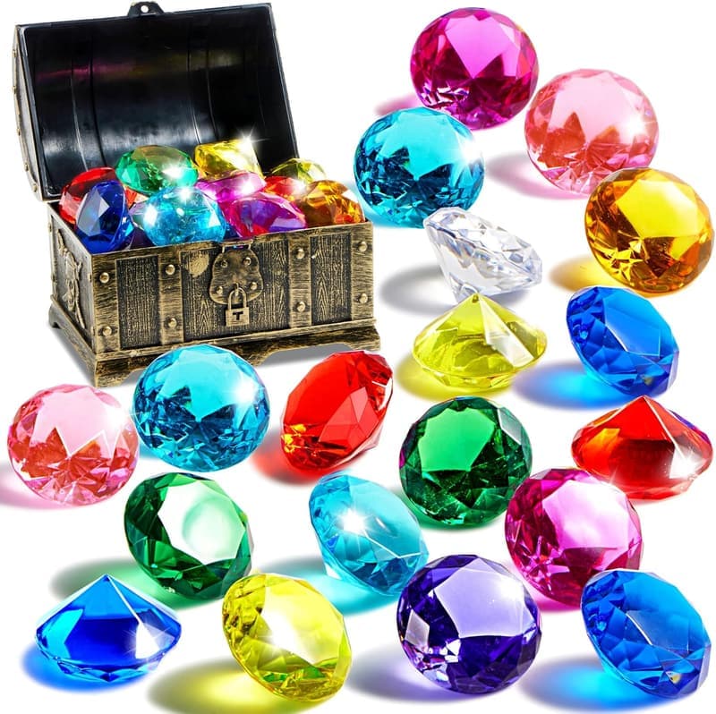 Colorful Diving Gems Pool Toys Set - Treasure Chest for Kids