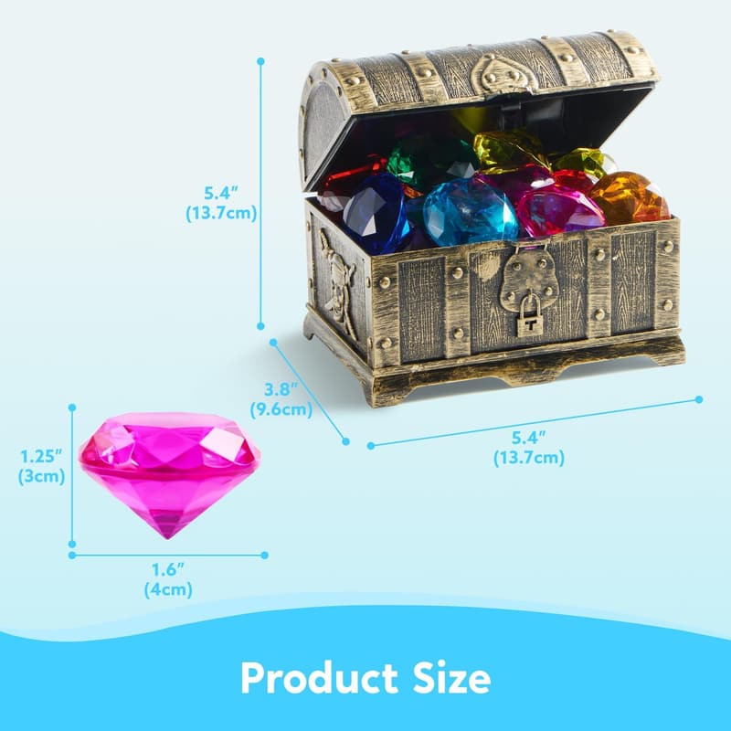 Colorful Diving Gems Pool Toys Set - Treasure Chest for Kids