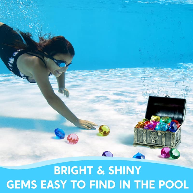 Colorful Diving Gems Pool Toys Set - Treasure Chest for Kids