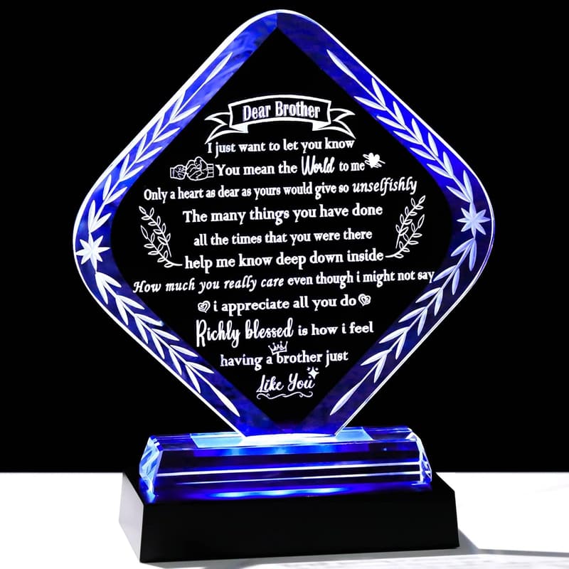 Personalized LED Glass Plaque - Meaningful Gift for Brother