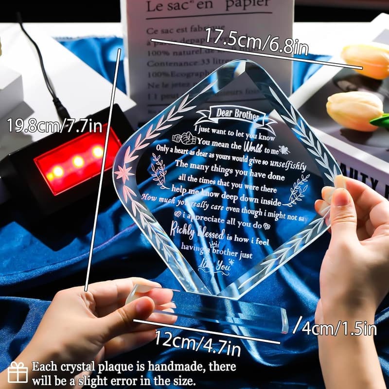 Personalized LED Glass Plaque - Meaningful Gift for Brother
