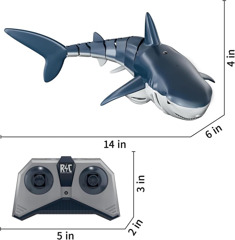 Remote Control Shark Toy - 1:18 Scale with Light & Spray