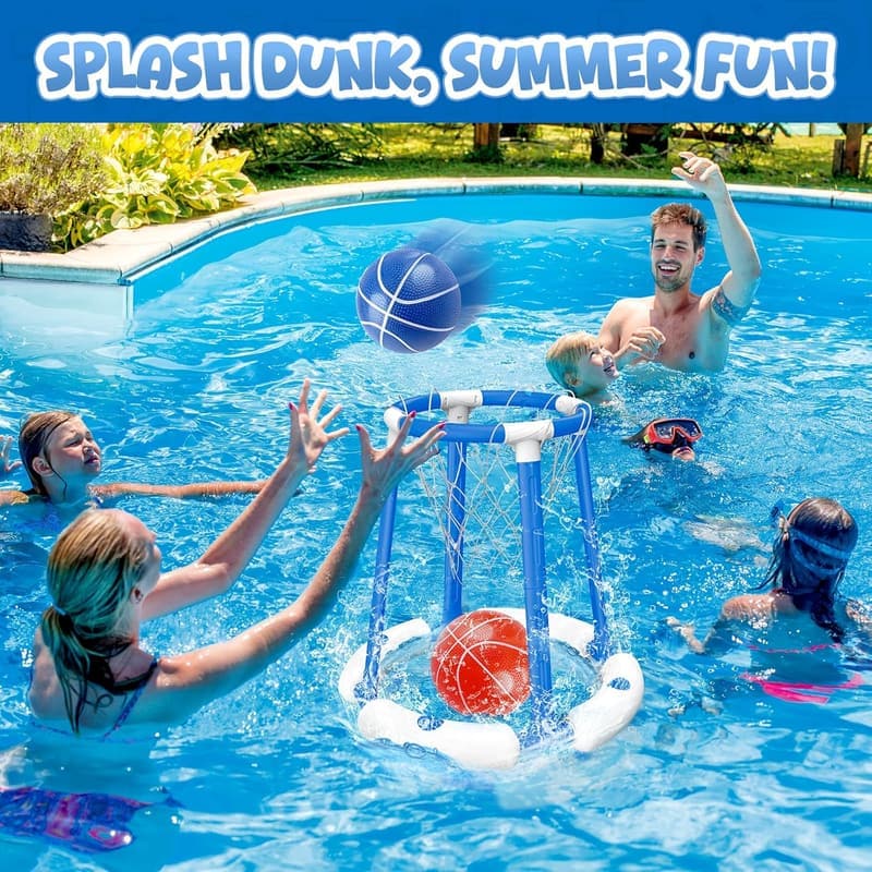 Floating Pool Basketball Game Set with Scoreboard & Whistle