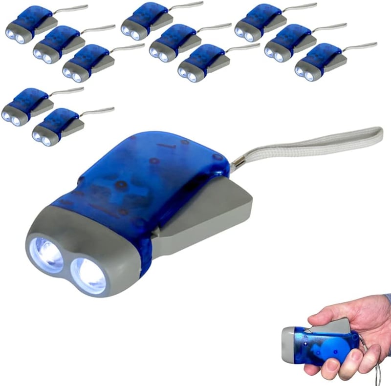 Emergency Hand Crank Flashlights - 12 Pack for Camping & Power Outages