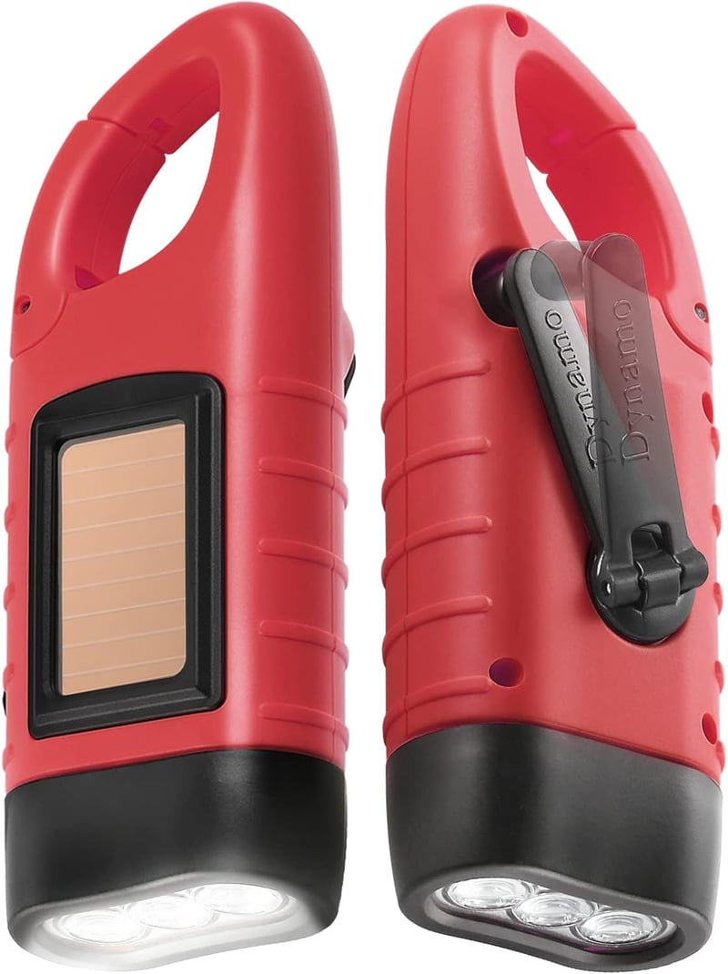 Outdoor Emergency 2-Pack Solar LED Flashlights with Dynamo