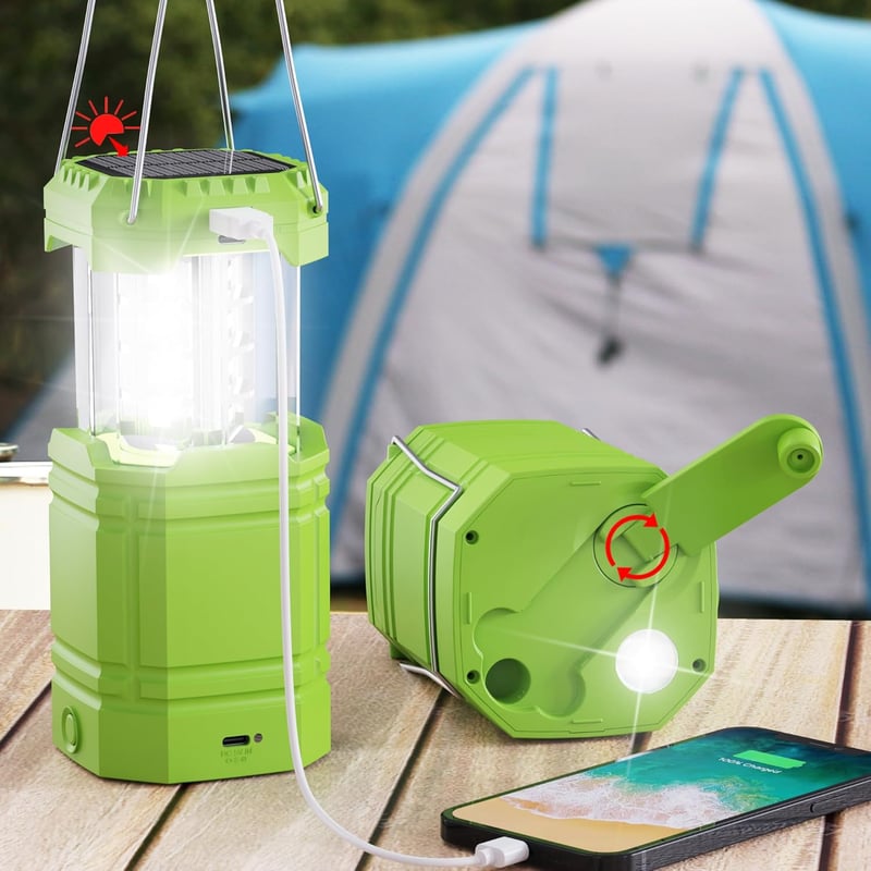 Portable Solar Camping Lantern with 3000mAh Battery, LED Light