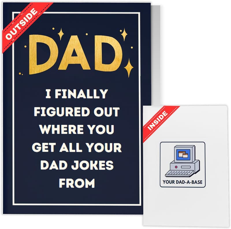 Funny Father's Day Card with Cheesy Joke and Envelope