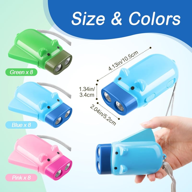 Hand Crank Flashlights (24 Pack) - Battery-Free Emergency Lights