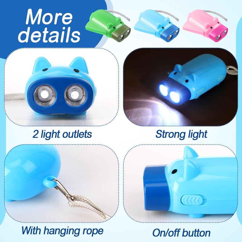 Hand Crank Flashlights (24 Pack) - Battery-Free Emergency Lights