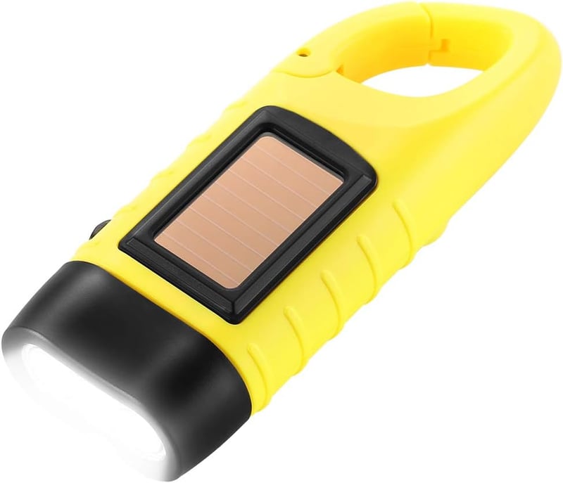 Rechargeable Solar LED Flashlight with Carabiner for Camping