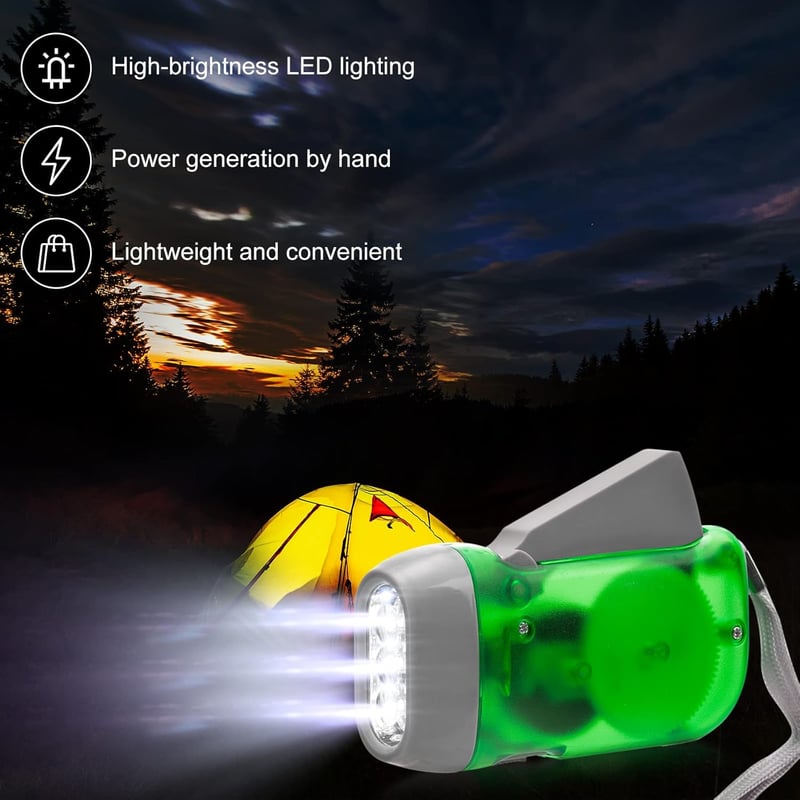 Self-Powered Hand Crank LED Flashlights - 24-Pack for Emergencies