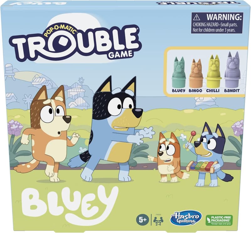 Bluey Edition Trouble Board Game for Kids, Ages 5+, 2-4 Players