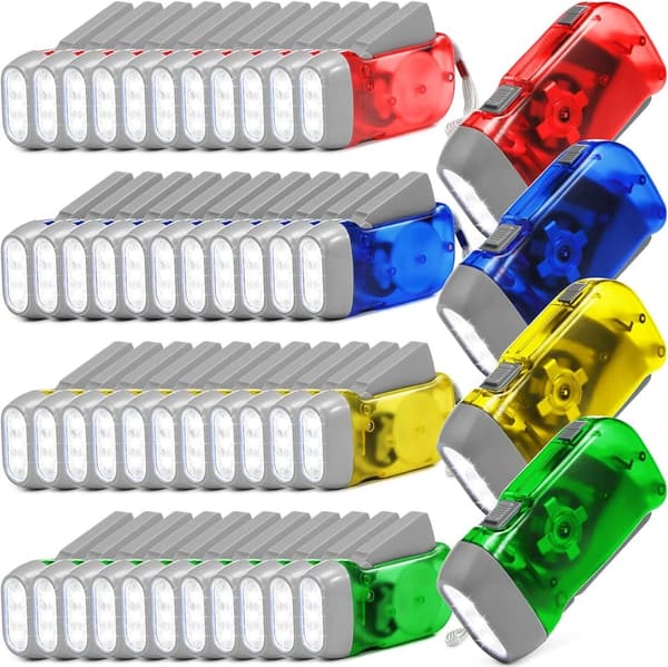 Manual Crank LED Flashlight – 48 Pcs for Camping & Hiking