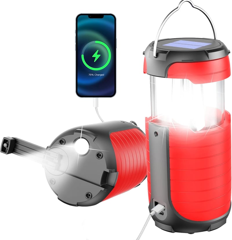 Portable Solar Hand Crank Flashlight with USB Charger