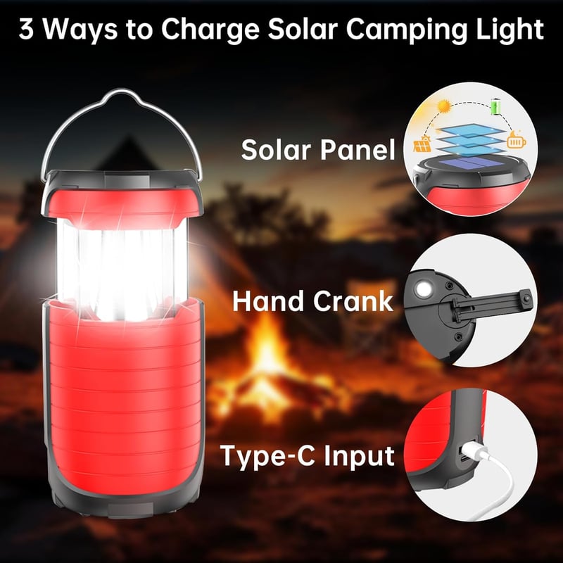 Portable Solar Hand Crank Flashlight with USB Charger