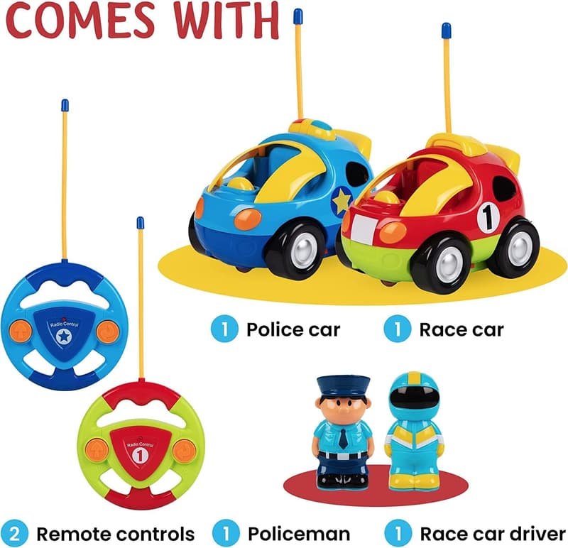 Remote Control Car Set - Police & Race Car Toys for Kids