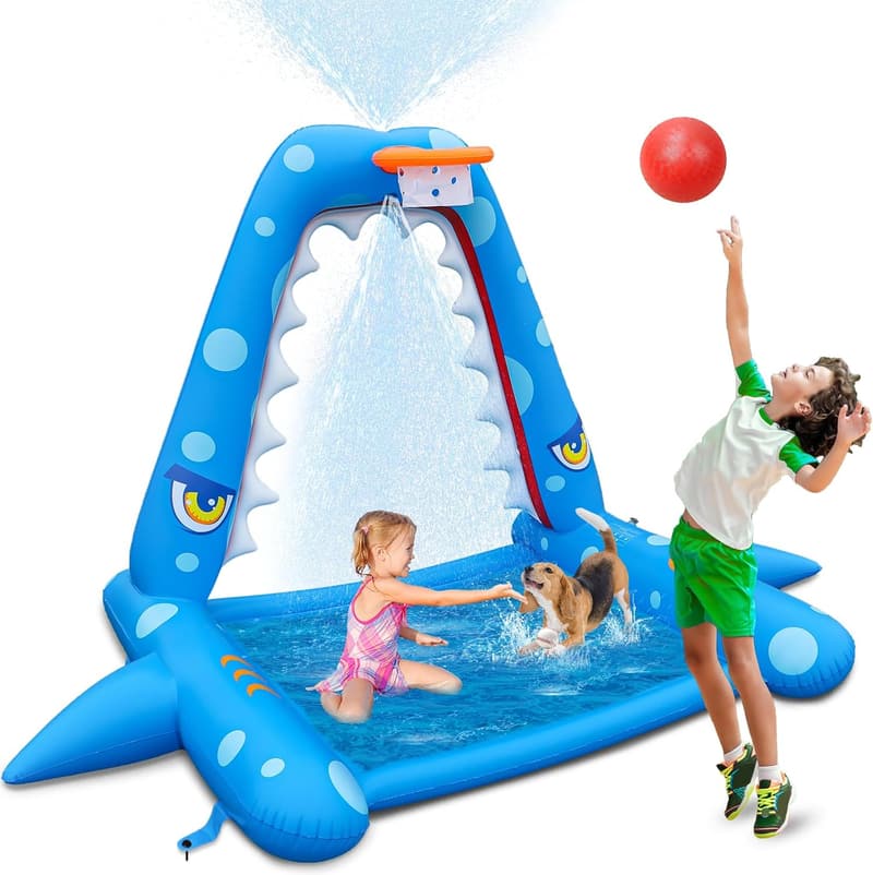 Giant Inflatable Shark Splash Pad Water Toy for Kids