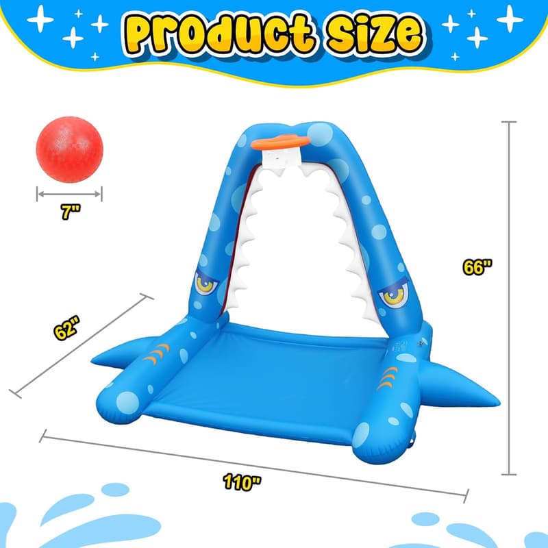 Giant Inflatable Shark Splash Pad Water Toy for Kids