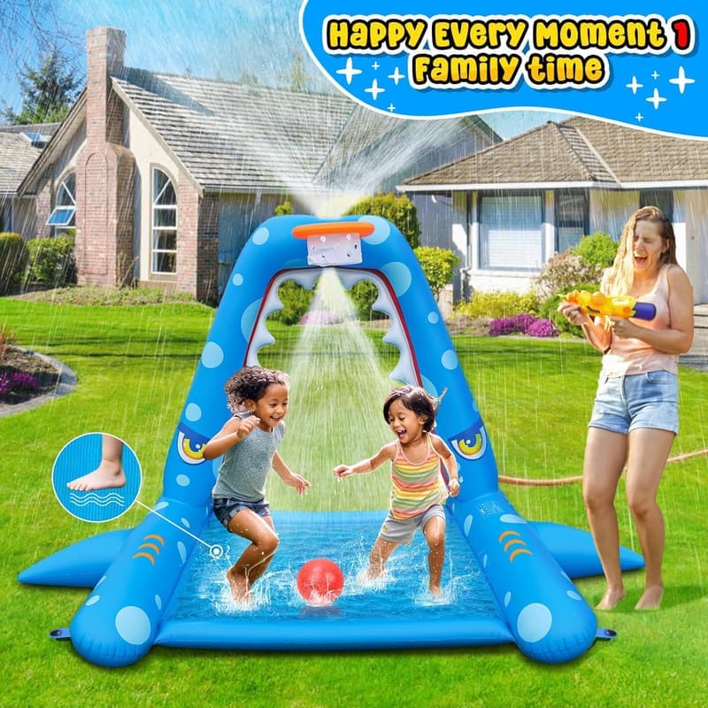 Giant Inflatable Shark Splash Pad Water Toy for Kids