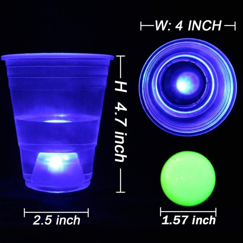 LED Glow-in-the-Dark Beer Pong Set for Parties, 22 Pieces
