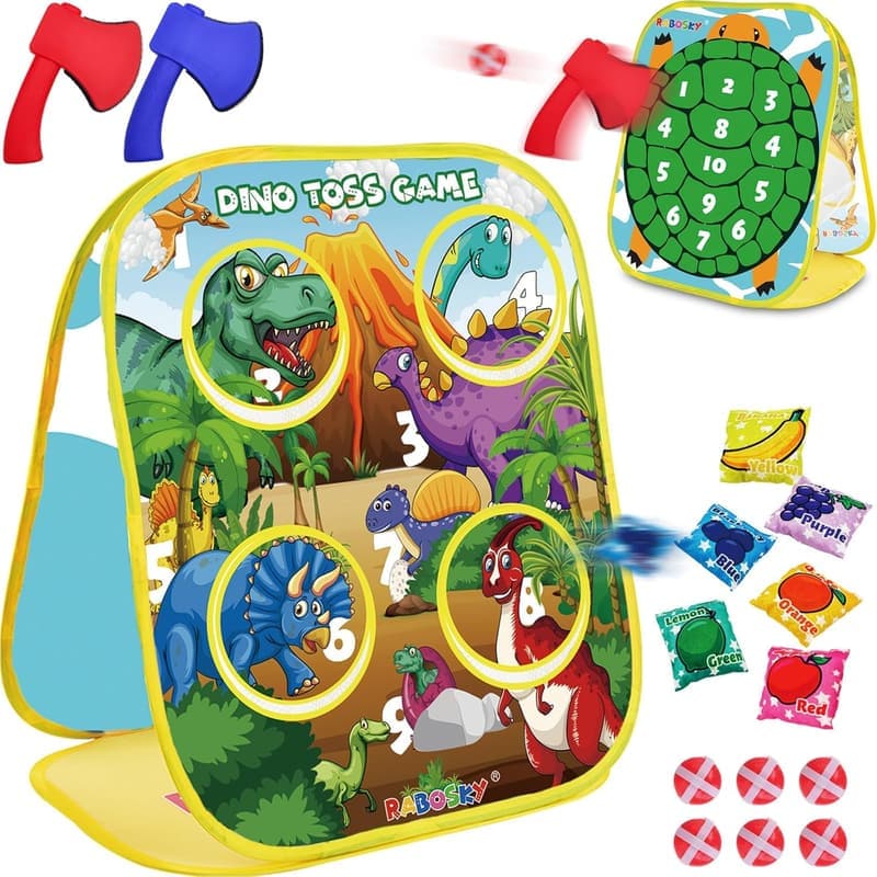 Dinosaur Toss Game Set for Kids 4-8, 3-in-1 Outdoor Fun