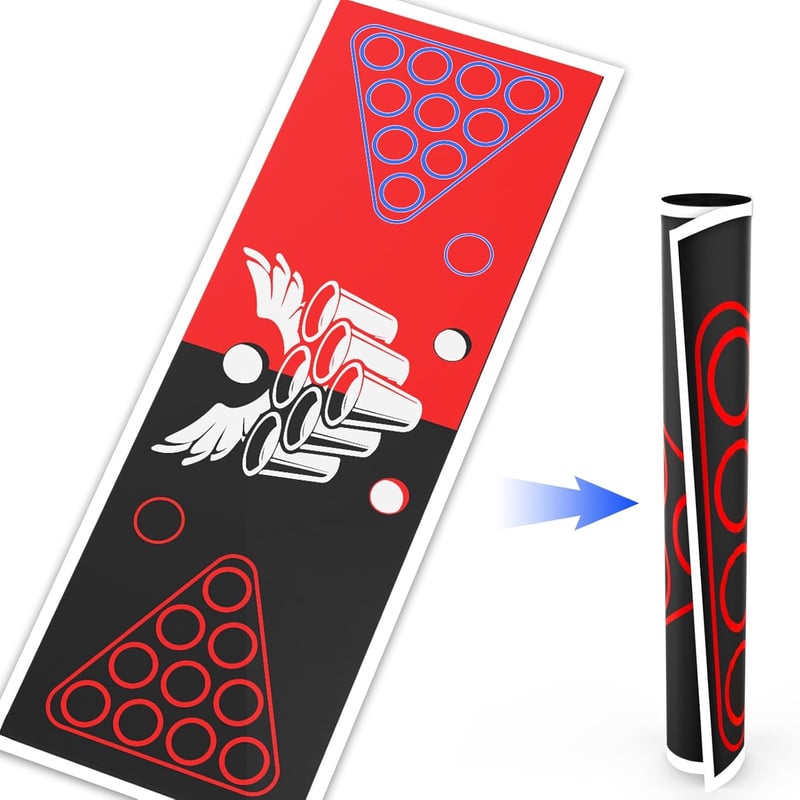 Beer Pong Table Mat Set with Cups & Balls for Adult Parties