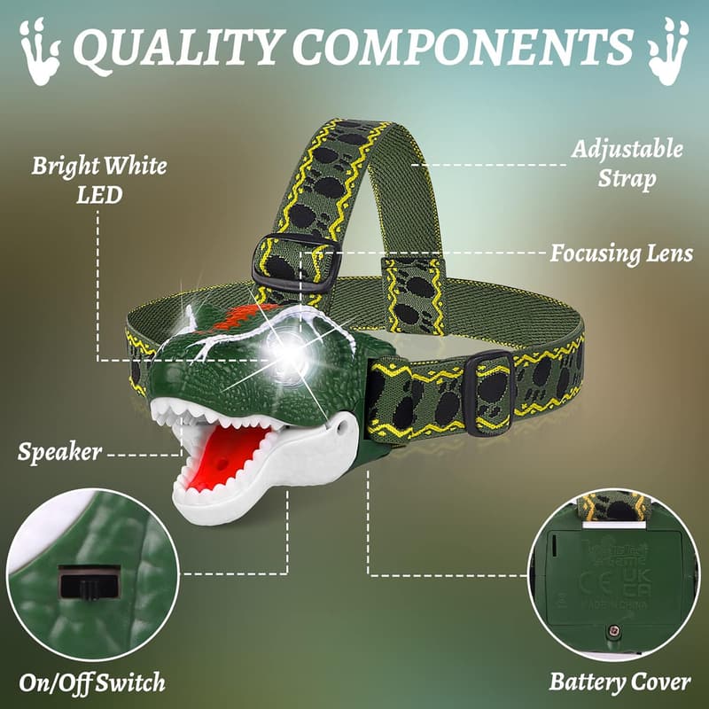 Dinosaur LED Headlamp for Kids - Perfect Outdoor Birthday Gift
