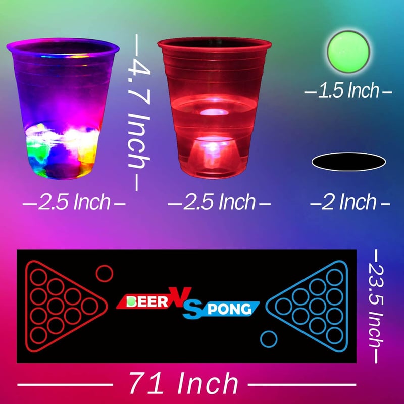 Glow in the Dark Beer Pong Set with 45 Cups for Parties