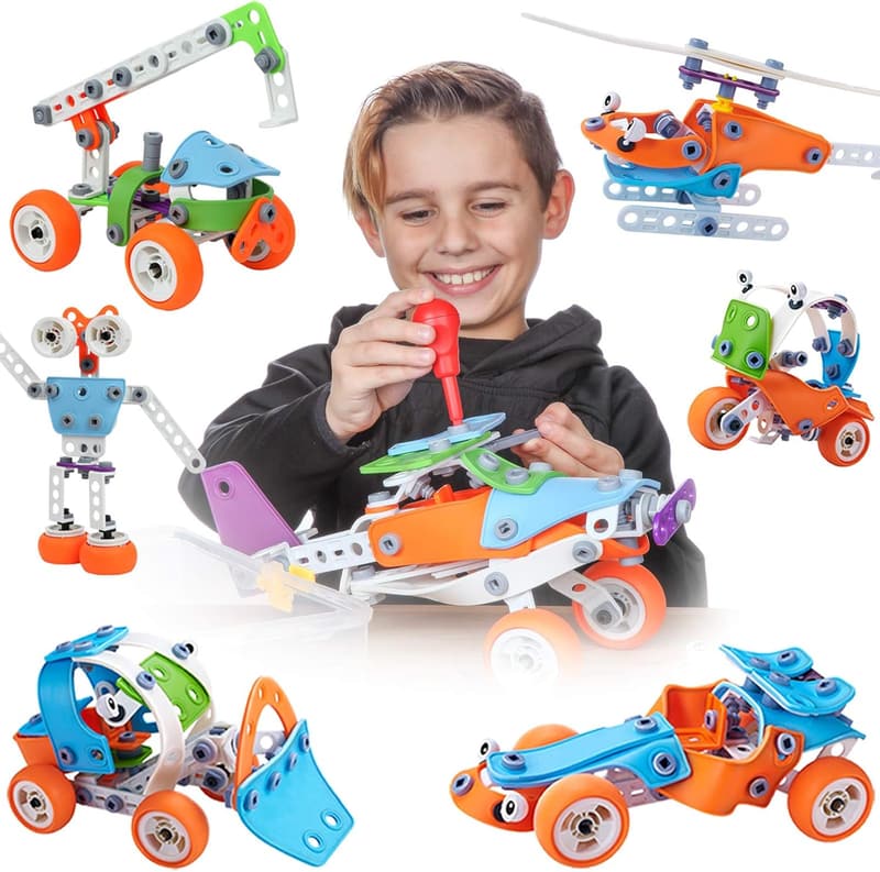STEM Building Toy Set for Kids - 163 Pcs Engineering Kit