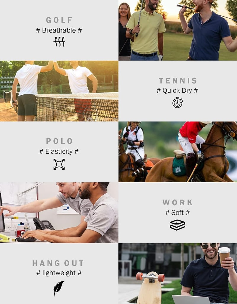 Men's Quick-Dry Polo Shirts - 4/5 Pack for Casual Workouts